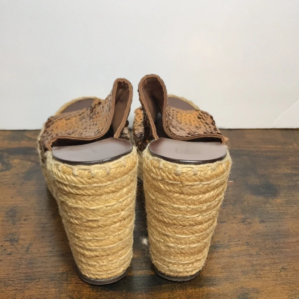 Marc by Marc Jacobs Bronze Sequence Platform Wedge Slip On Sandals 37 /6.5-7 Y2K